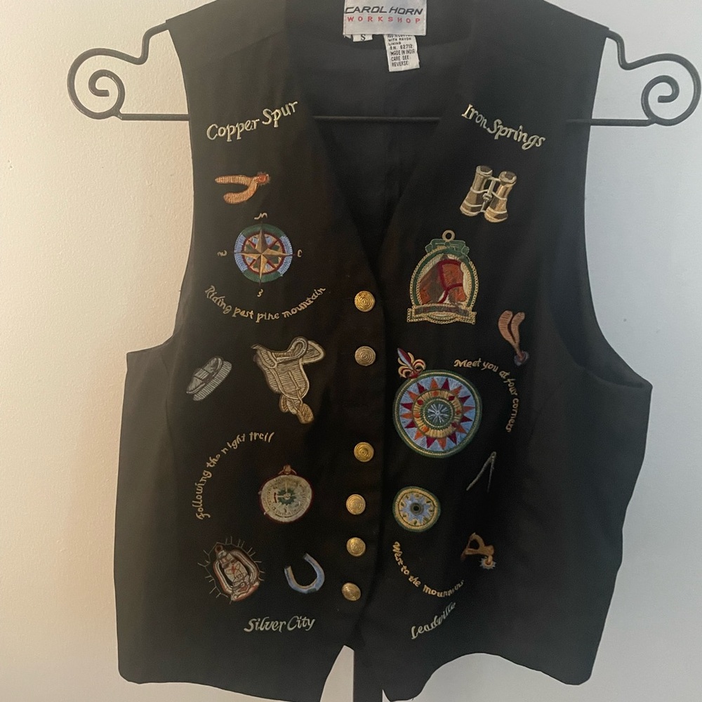 Black  Western Vest with Colorful Embroidery